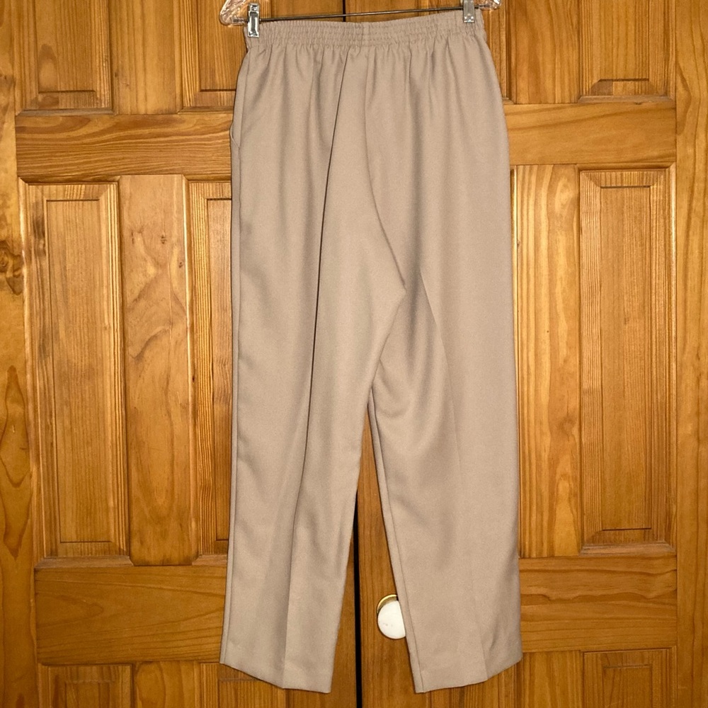 NWOT Donnkenny Petite Vintage 90s Pull On Pants Elastic Waist Tan Size 14P